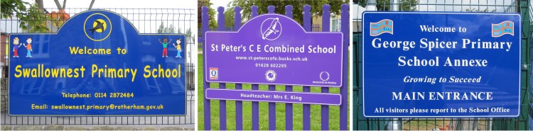 railings mounted school signs